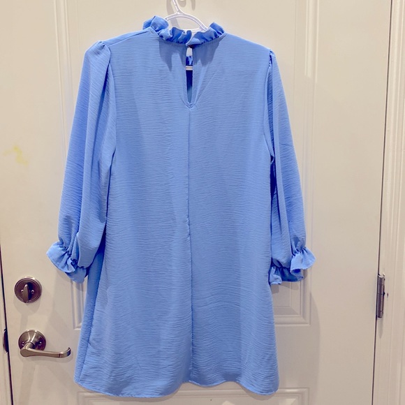 Light Blue Ruffle sleeve and ruffle collar dress. Washed but never worn. - Picture 2 of 3